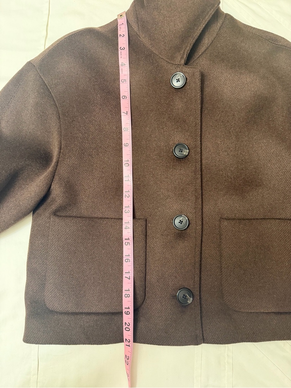 MANGO Wool Blend Jacket Brown XS Cropped Button Front - Picture 7 of 8